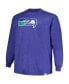 Men's Heather Royal Distressed Seattle Seahawks Big and Tall Throwback Long Sleeve T-shirt
