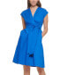 Фото #1 товара Women's Cotton V-Neck A-Line Tie-Waist Dress