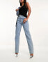 Фото #8 товара ASOS DESIGN mid rise straight jeans in vintage lightwash