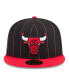 Фото #2 товара Men's Black, Red Chicago Bulls Pinstripe Two-Tone 59FIFTY Fitted Hat