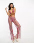 Simmi diamante detail wide leg beach trousers co-ord in pink