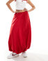 Фото #3 товара ASOS DESIGN poplin bubble hem maxi skirt in red