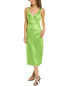 & Rouge Satin Midi Dress Women's Green S