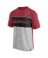 Men's Cardinal, Heathered Gray Arizona Cardinals Colorblock T-shirt