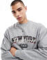 ASOS DESIGN oversized sweatshirt with city print in grey marl Серый, M - Chest 40 - фото #1