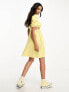 Monki balloon sleeve cut out mini dress in yellow gingham