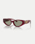 Фото #1 товара Versace ve4454 cat eye sunglasses in red with green lens in burgundy