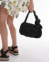 Topshop Sandy straw shoulder bag with knotted handle in black