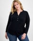 Фото #1 товара Plus Size Long-Sleeve Top, Created for Macy's