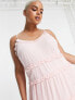 Фото #4 товара Vila Curve Exclusive Bridesmaid midi cami dress with frill detail in textured pink