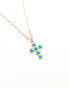 Фото #2 товара Petit Moments aurelio stainless steel necklace with turquoise cross pendant in gold