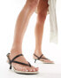 Фото #1 товара & Other Stories leather heeled sandals with frayed edges in black and beige