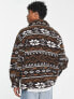 Reclaimed Vintage aztec print shacket in brown