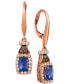 ფოტო #1 პროდუქტის Blueberry Tanzanite (3/4 ct. t.w.), Nude Diamond (1/2 ct. t.w.) and Chocolate Diamond (1/10 ct. t.w.) Earrings in 14k Rose Gold