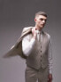 Фото #1 товара Topman super skinny herringbone texture waistcoat in stone