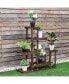 Фото #3 товара Outdoor Wooden Plant Flower Display Stand 6 Wood Shelf Storage Rack