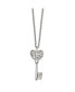 Clear Crystal Mom Heart Key Pendant Cable Chain Necklace
