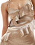 Фото #8 товара Miss Selfridge satin ruffle cami maxi dress in neutral