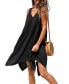 Фото #1 товара Women's Black Jersey Handkerchief Hem Cover-Up Dress