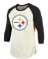 ფოტო #3 პროდუქტის Men's Chase Claypool Cream, Black Pittsburgh Steelers Player Raglan Name Number 3/4 Sleeve T-shirt