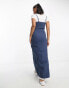 Фото #3 товара Monki denim midi pinafore dress in mid wash blue