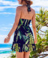 Фото #2 товара Women's Green Tropical Dual Strap Ruffle Hem Mini Beach Dress