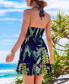 Women's Green Tropical Dual Strap Ruffle Hem Mini Beach Dress Синий, Large - фото #2