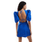 Фото #6 товара Stradivarius puff sleeve mini dress in blue