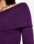 Фото #10 товара Daisy Street off shoulder fitted jumper in purple knit