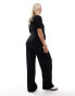 Mamalicious maternity ribbed over the bump wide leg trouser co-ord in black