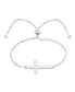 Фото #1 товара Religious Spiritual Horizonal Sideways Cross Slide Bolo Bracelet For Women Gift Sterling Silver 7-8 Inch Adjustable