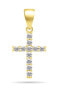 Modern gold-plated pendant with zircons Cross PT69Y clear, gold - фото #1