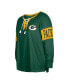 ფოტო #1 პროდუქტის Women's Green Green Bay Packers Plus Size Lace-Up Notch Neck Long Sleeve T-shirt