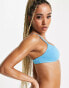 Nike Swimming racer back bikini top in blue