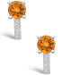 Citrine (1-1/2 ct. t.w.) and Diamond (1/8 ct. t.w.) Stud Earrings in 14K White Gold
