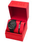 ფოტო #5 პროდუქტის Men's Griffed Chronograph Black Silicone Watch 48mm Gift Set
