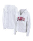 Фото #1 товара Women's White Atlanta Braves Striped Fundamentals Notch Neck Pullover Hoodie