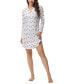 ფოტო #6 პროდუქტის Women's Long Sleeve Notch Collar Sleepshirt Nightgown
