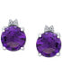 Фото #2 товара Amethyst (2-3/8 ct. t.w.) & Diamond Accent Stud Earrings in Sterling Silver