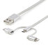 StarTech.com 1 m (3 f.t) USB Multi Charging Cable - USB to Micro-USB or USB-C or Lightning for iPhone / iPad / iPod / Android - Apple MFi Certified - 3 in 1 USB Charger - Braided - 1 m - USB A - Micro-USB B - USB 2.0 - 480 Mbit/s - Silver