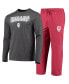 ფოტო #1 პროდუქტის Men's Crimson, Heathered Charcoal Distressed Indiana Hoosiers Meter Long Sleeve T-shirt and Pants Sleep Set