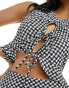 Фото #2 товара The Frolic textured keyhole tie detail top co-ord in black and white gingham