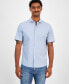 Фото #1 товара Men's Slim-Fit Short Sleeve Button-Front Chambray Shirt