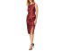 Фото #1 товара Aidan Mattox 289026 Printed Midi Dress Matador Red size 6