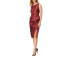 Aidan Mattox 289026 Printed Midi Dress Matador Red size 6 - фото #1