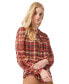 ფოტო #3 პროდუქტის Women's Printed Tie-Neck Ruffled-Neck Peasant Blouse