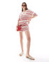 ASOS DESIGN knitted short co ord in red stripe