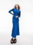 Topshop knitted bodice midi dress in blue