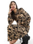 New Look animal print crinkle smock midi dress 34 - фото #1