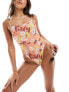 Фото #7 товара Brave Soul retro floral print swimsuit in pale pink